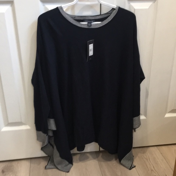 Tommy Hilfigure Sweater/Poncho in Navy & White - Picture 5 of 6